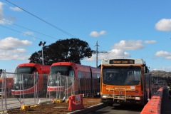 Bus-938-Flemington-Road-with-Trams-201-and-203-